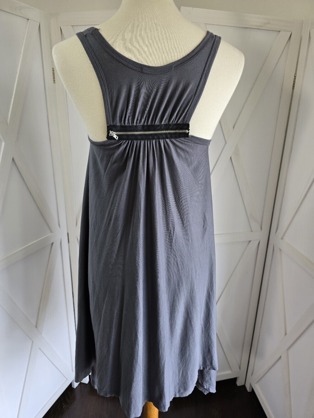 7 For All Mankind Sleeveless Aysemmetrical Gray Swingy Dress - Picture 6 of 9